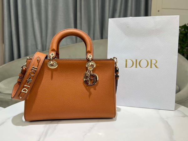 Dior M1151 Medium Lady D-Sire My ABCDior Bag Dark Brandy Bull Leather