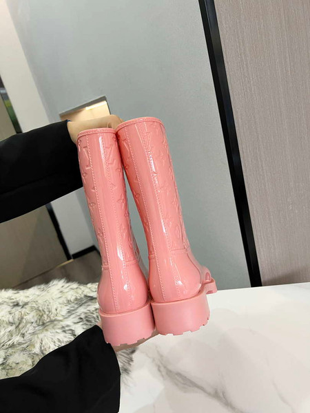 Louis Vuitton Women's Shoes 1A3CUK Drops flat half Rain Boots L608813 Pink