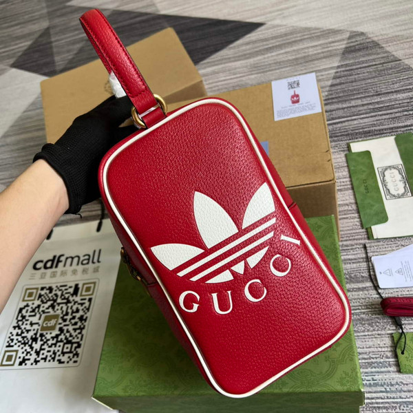 Adidas x Gucci mini top handle bag 702387 Red leather