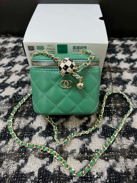 Chanel AP1447 Small Vanity With Chain Calfskin Green