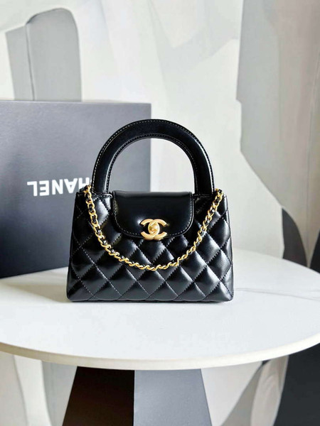 Chanel AS4416 Mini  Shopping Bag shiny aged Calfskin gold tone metal Black