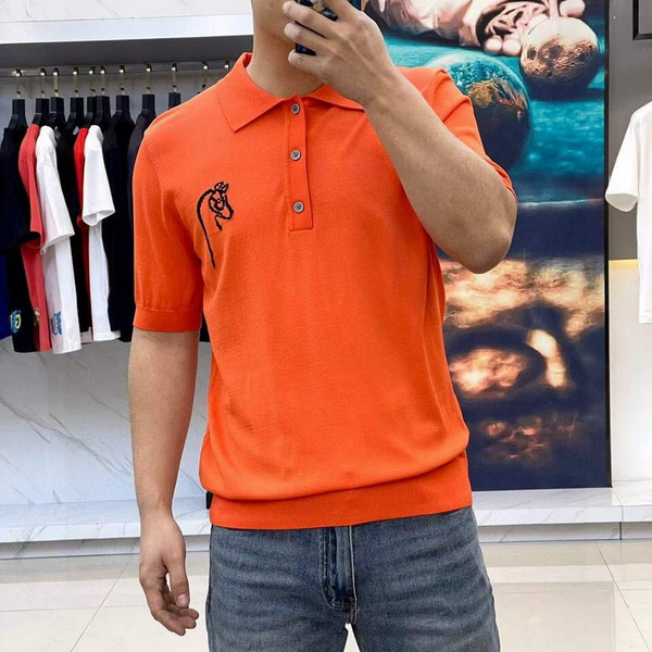 Hermes H072325 H Embroidered Buttoned Polo Shirt H55338