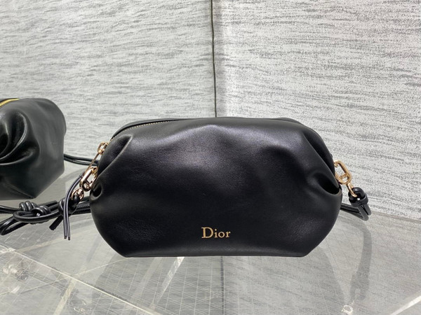 Dior Bow Pouch Black Supple Lambskin S3900
