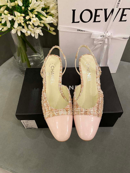 Chanel Women's G31318 Slingbacks Goatskin Grosgrain Sandals Shoes C91003