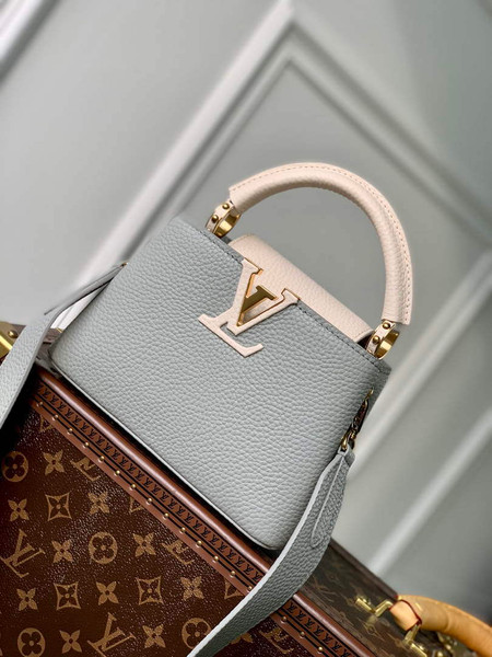 LV M21296 Louis Vuitton Capucines Mini Handbag Steeple Gray / Greige