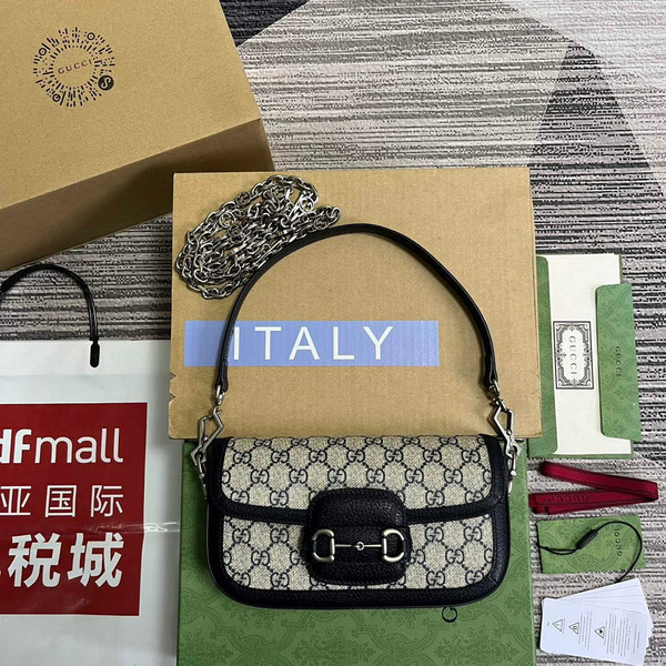 Gucci 735178 Gucci Horsebit 1955 small shoulder bag Navy blue