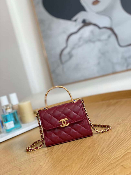 Chanel AP2944 Clutch with Chain Lambskin Wine Red