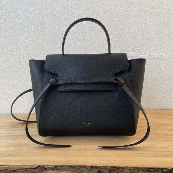 Celine 189103 Mini Belt Bag In Grained Calfskin Black 189153