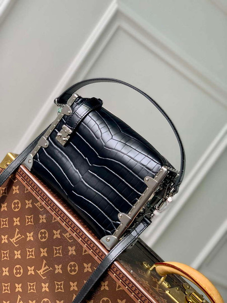 LV M21741 Louis Vuitton Side Trunk PM Bag Black Crocodile pattern