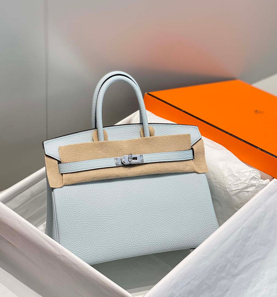 Hermes Birkin Designer Tote Bag Togo Leather 28566 Blue Pale