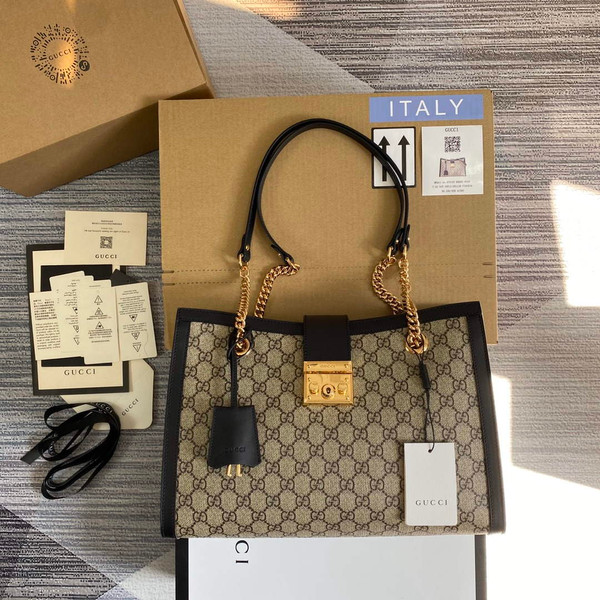 Gucci 479197 Padlock Medium GG Shoulder Bag Black