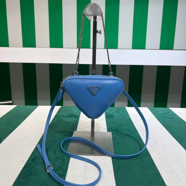 Prada 1NR015 Saffiano leather mini pouch Blue