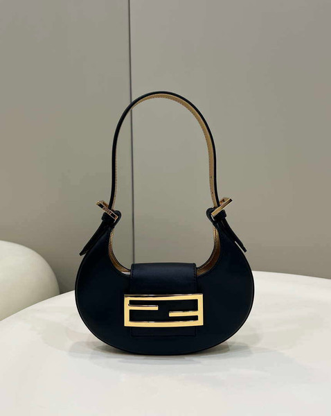 Fendi 8BS065 Fendi Cookie Black leather mini Croissant bag 8556