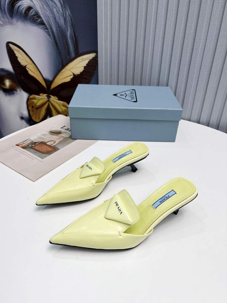 Prada 1I901M Brushed leather Slingback pumps Shiny Leather Sandals Shoes P91022