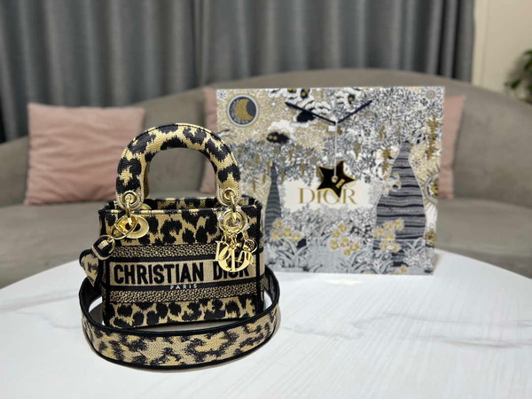 Dior M0500 MINI Lady D-LITE Bag Beige Multicolor Mizza Embroidery