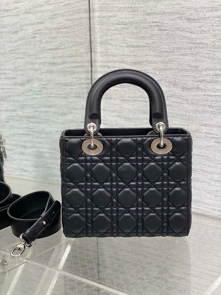 Dior M0538 Small Lady My ABCDior Bag Black Cannage Lambskin Silver