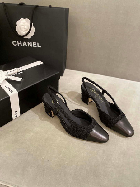 Chanel Women's G31318 Slingbacks Goatskin Grosgrain Sandals Shoes C91004