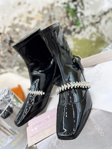 Jimmy Choo Women's Shoes Crystal-embellished Boot 10003 Black