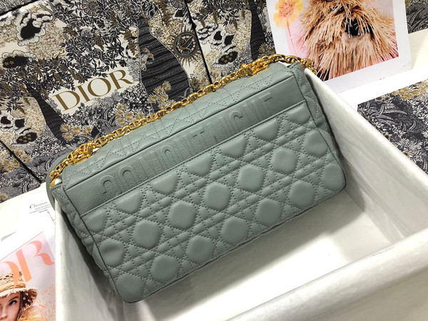 Dior M9243 Large Caro Bag Calfskin Gray