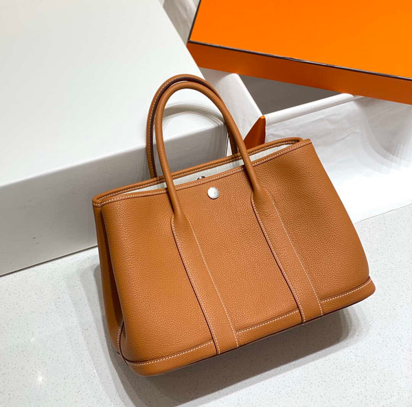 Hermes Brown Clemence Garden Party 30cm Bag H239043
