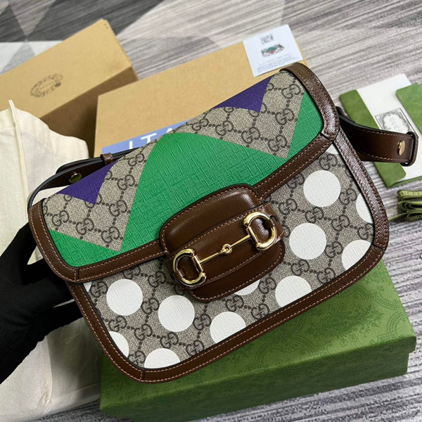 Gucci Horsebit 1955 shoulder bag Beige with 602204 brown leather