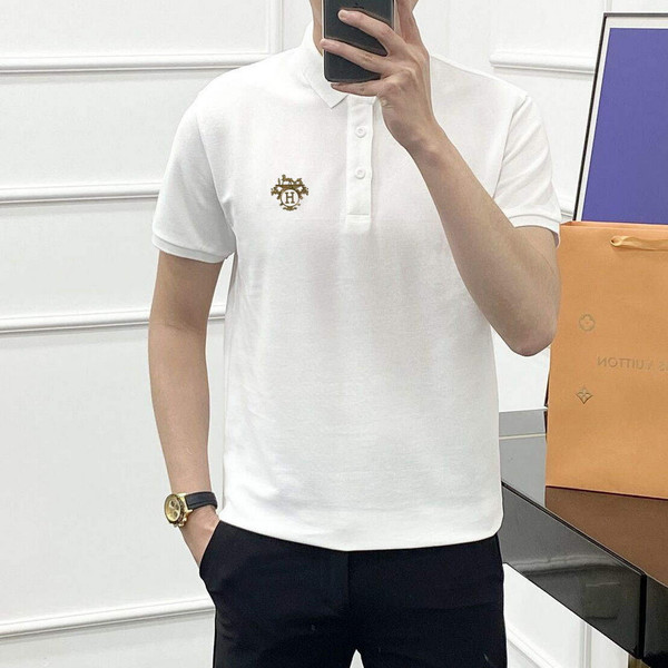 Hermes H072325 H Embroidered Buttoned Polo Shirt H55334