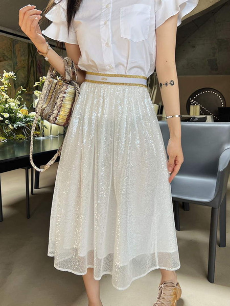 Dior  841J50 Women’s Sequined Skirt Clothing D38542