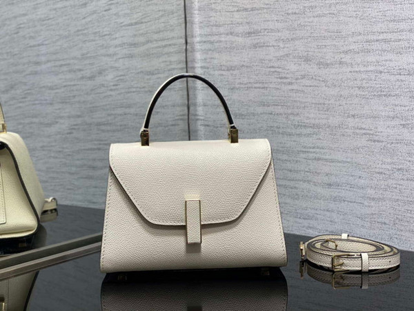 Valextra WBES0036028 Iside Top Handle micro Bag White