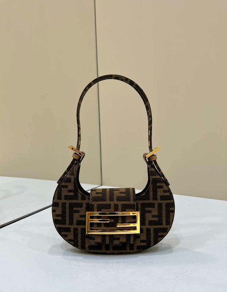 Fendi 8BS065 Fendi Cookie Brown FF fabric mini Croissant bag 8556