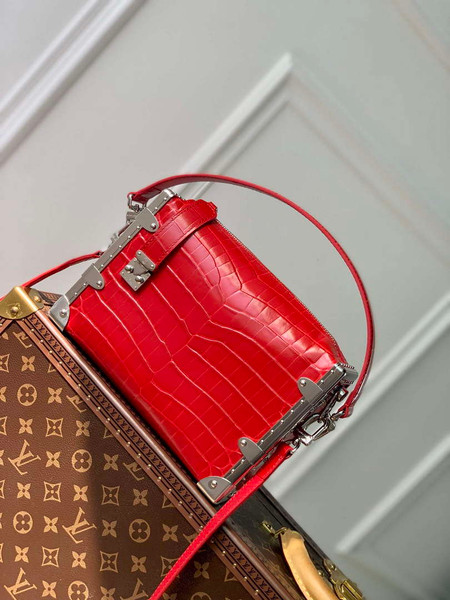 LV M21741 Louis Vuitton Side Trunk PM Bag Red Crocodile pattern