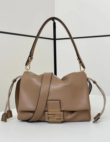 Fendi 8BR833AQ0DF1SK5 Mamma Baguette Medium Cappuccino  nappa leather bag 8677M