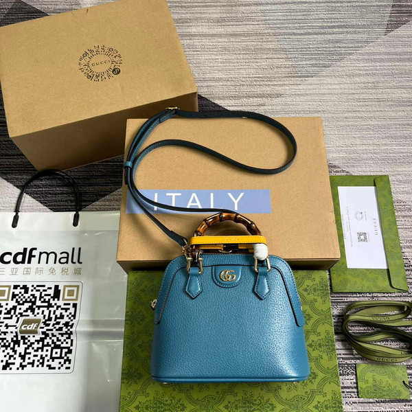 Gucci 715775 Gucci Diana Mini Tote Bag Blue leather