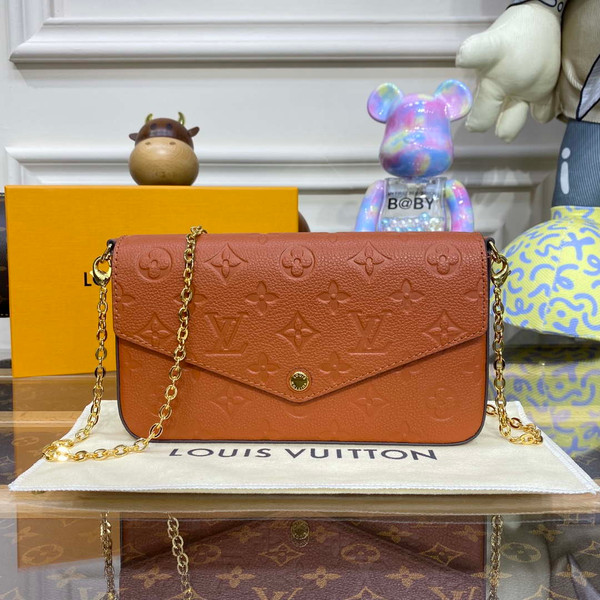 LV M82363 Louis Vuitton Felicie Pochette Monogram Empreinte Bag Brown
