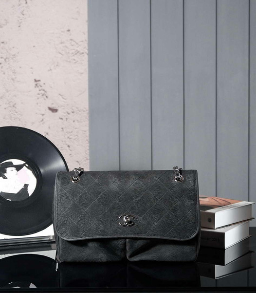 Chanel A90090 Flap Bag Vintage Black Suede Silver