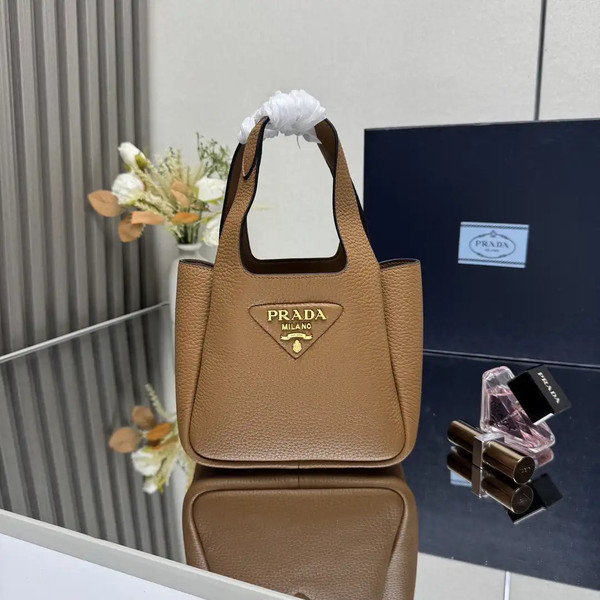 Prada 1BA349 Mini leather handbag Brown Gold