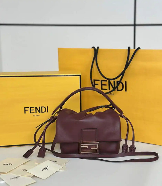 Fendi 8BS105ABVEF0K7E Mamma Baguette Small Wine Red nappa leather bag 8677S