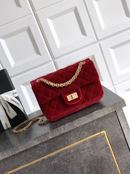 Chanel 20CM Mini Flap Bag 25A Velvet Red AS1116