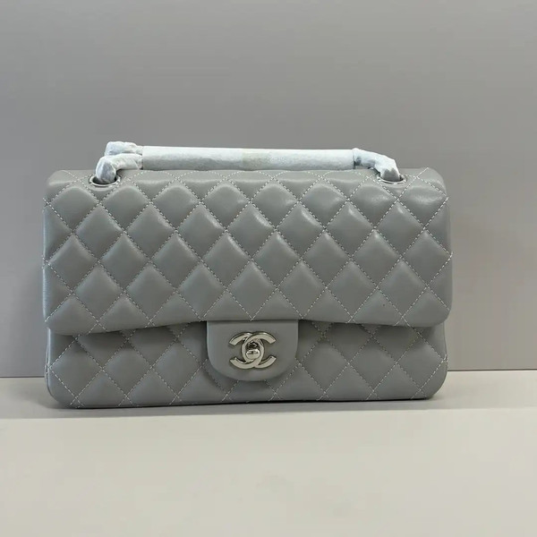 Chanel A01112 Flap Classic 11.12 Handbag Lambskin Light Gray