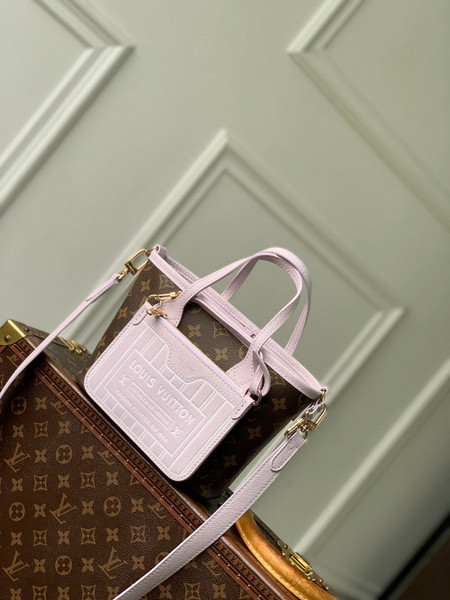 LV M25656 Louis Vuitton Neverfull Bandoulière Inside Out BB Bag Misty Lilac