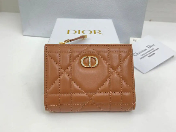 Dior S5173 Caro Dahlia Wallet Brown Supple Cannage Calfskin