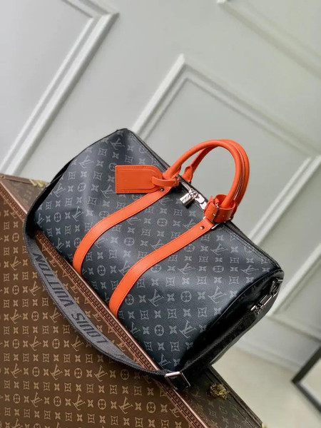 LV M15251 Louis Vuitton Keepall Bandoulière 45 Travel Bag Monogram Eclipse