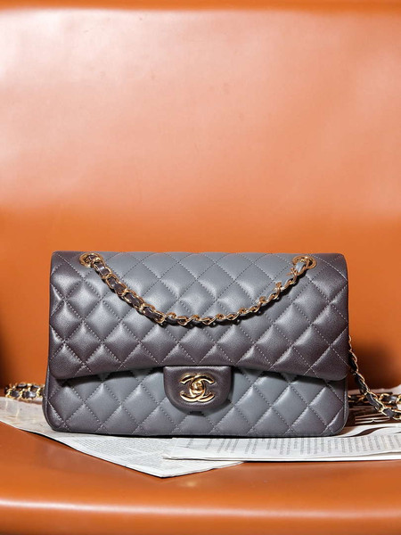 Chanel A01112 Flap Classic 11.12 Handbag Gradient Lambskin & Gold-Tone Metal Gray