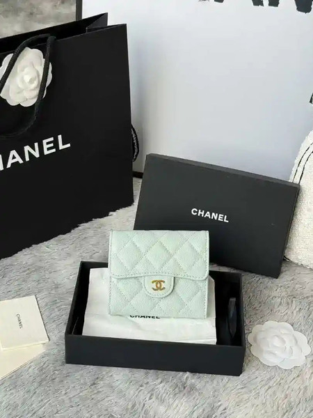 Chanel AP0231 Classic Small FLAP Wallet Calfskin Light Blue