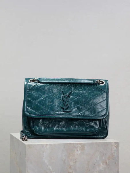Yves Saint Laurent YSL 633158 Niki Medium In Quilted Leather Bag Turquoise