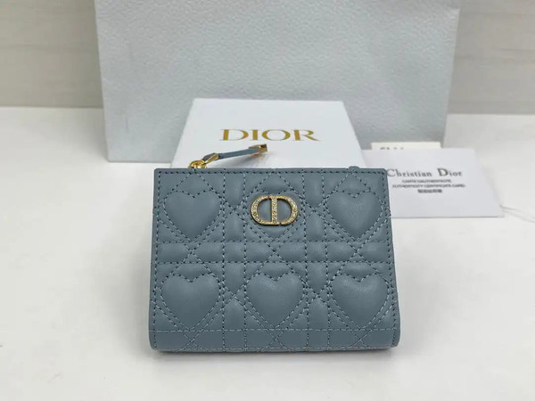 Dior S4208 Dior Caro Dahlia Wallet Macaron Blue Cannage Lambskin with Heart Motif