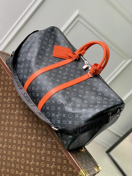 LV M15251 Louis Vuitton Keepall Bandoulière 55 Travel Bag Monogram Eclipse