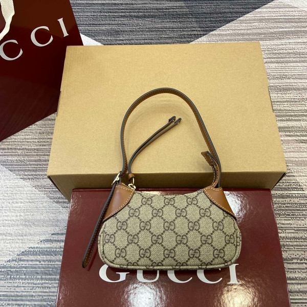 Gucci 820696 GG Emblem super mini shoulder bag Beige and Brown