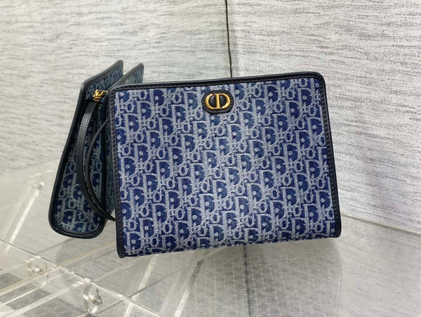 Dior S2107 30 Montaigne Dea Pouch Blue Denim Dior Oblique Jacquard M2022