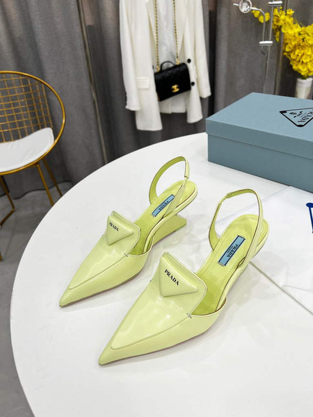 Prada 1I901M Brushed leather Slingback pumps Shiny Leather Sandals Shoes P91077