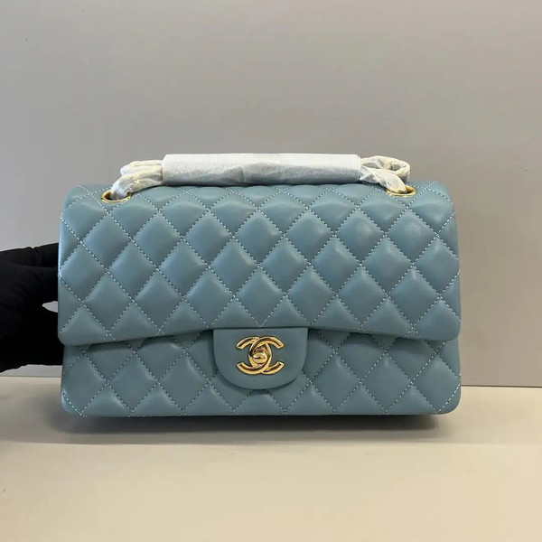 Chanel A01112 Flap Classic 11.12 Handbag Lambskin Blue Gray